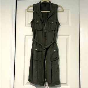 White House Black Market Green Cargo Utility Dress size Medium Petite